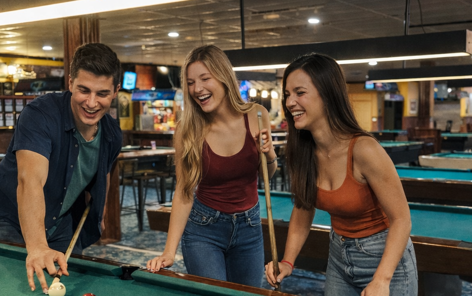 Tray of pool balls at VIP Billiards counter